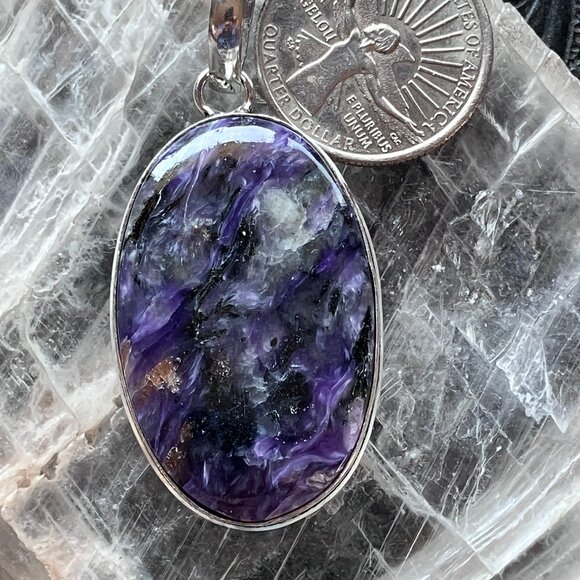 Stunning Charoite Pendant Stone Crystal Jewelry - Picture 9 of 9
